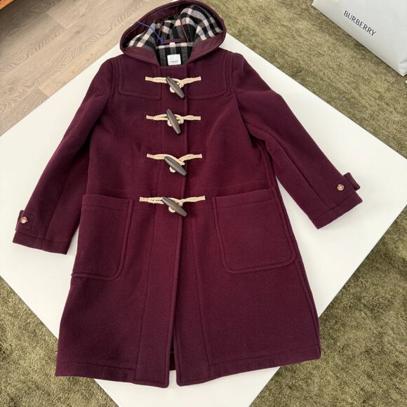Burberry Belfield Women’s Wine Red Merino Wool Hooded Overcoat, All sizes - Picture 2 of 16